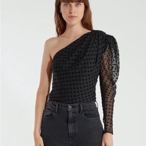 Iro Coatli gathered polka dot one shoulder top
